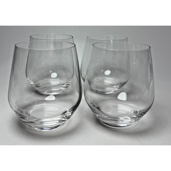 Set of 4 Signed Lenox Clear Flat Stemless Wine Glasses Red White Tuscany - Picture 2 of 5